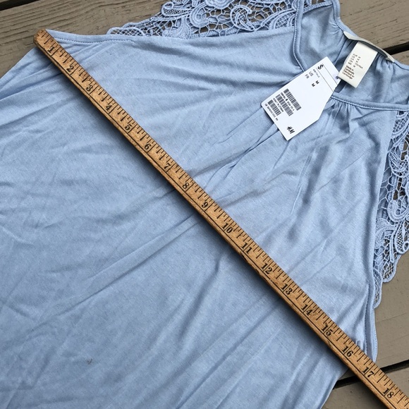 NWT- H&M baby blue  lacy  sleeve lightweight summer top - Picture 16 of 16